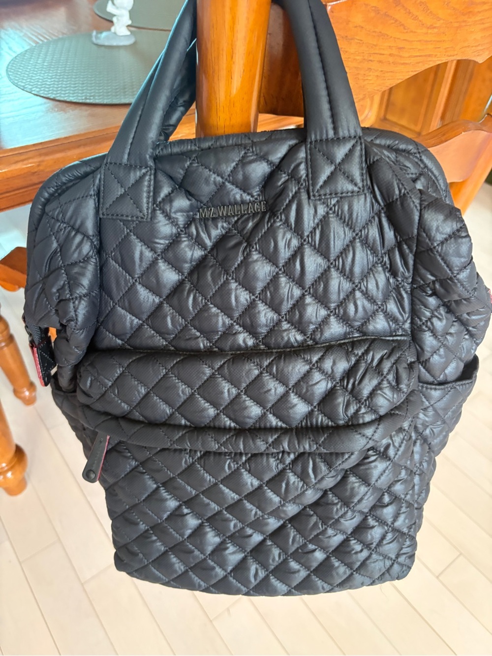 MZ Wallace Quilted Black frame Tote Backpack